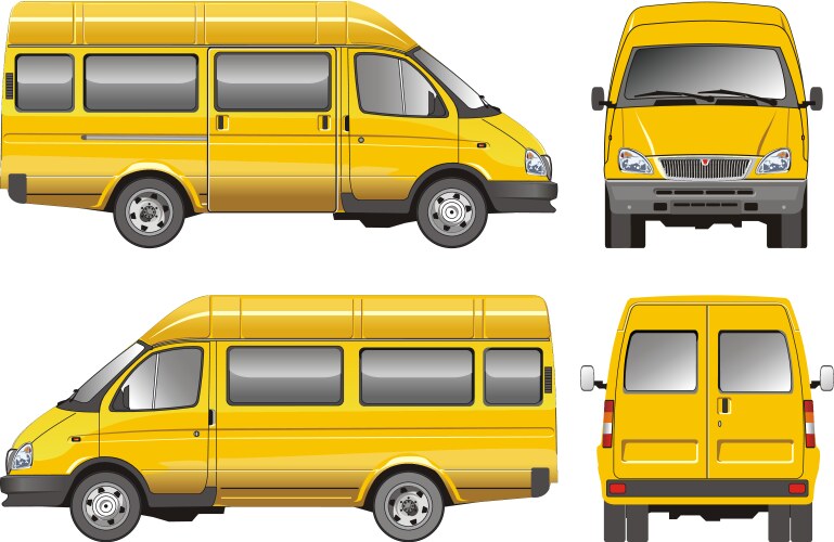 yellow mini bus vector