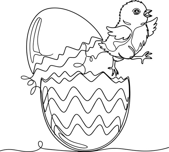 Single Line Baby Chick Hatching Vector Image