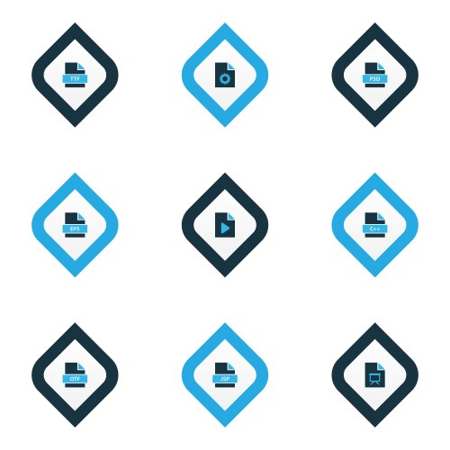 Document icons colored set with programming vector image