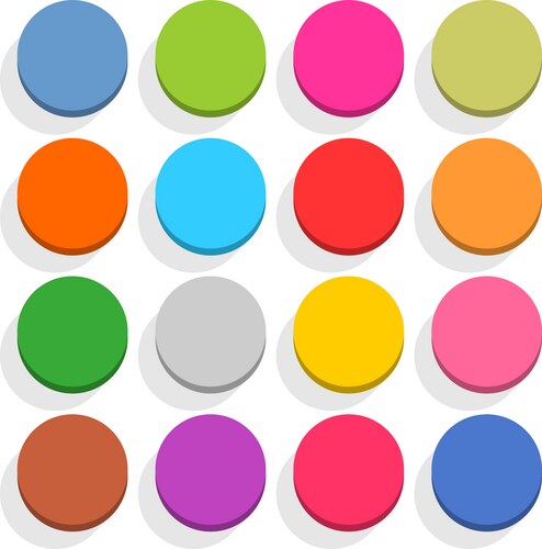 Flat blank web button round icon set with shadow vector image