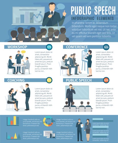 Public speaking icons flat Royalty Free Vector Image