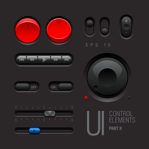 Dark web ui elements buttons switches vector image