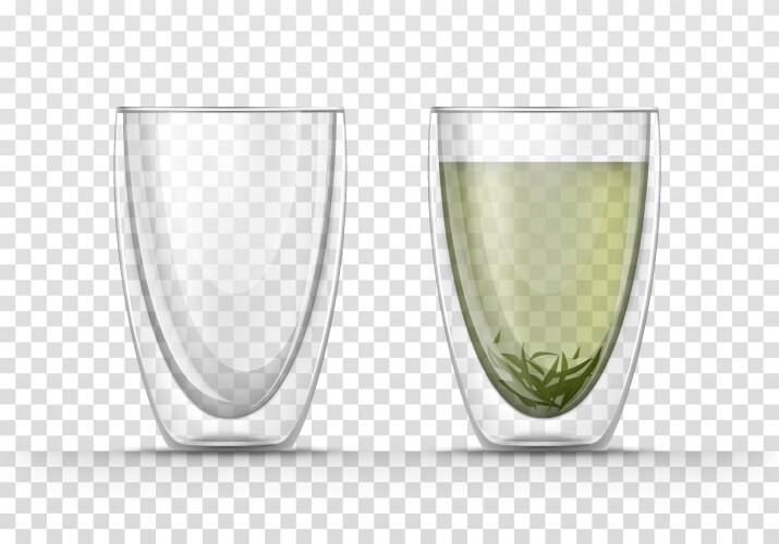 glasses empty and full green tea vector image