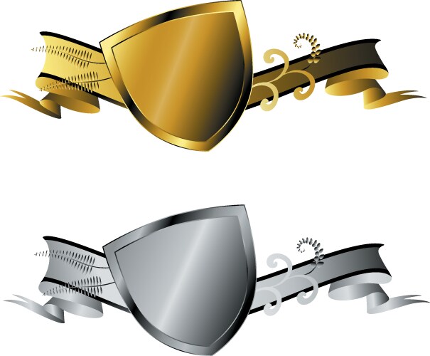 Gold and silver shields Royalty Free Vector Image