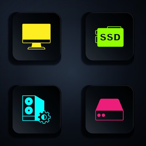 Set server data web hosting computer monitor vector image