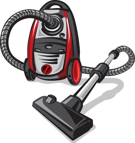 Drawing red robotic vacuum cleaner Royalty Free Vector Image