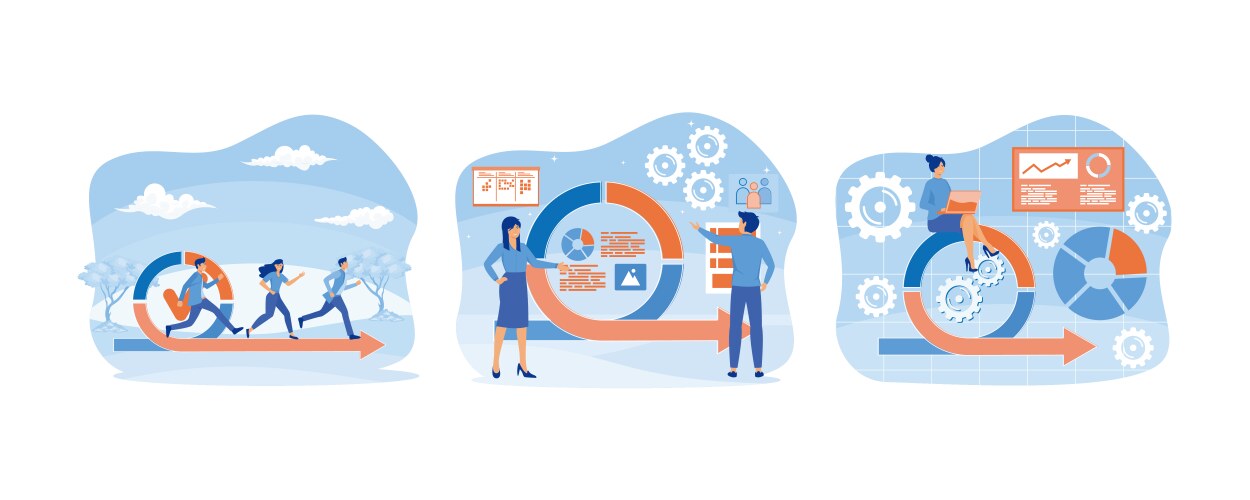 Agile development process with running vector image