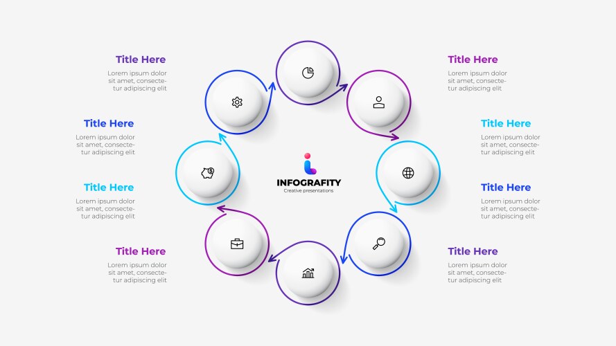 cycle diagram with 8 options or steps infographic vector image