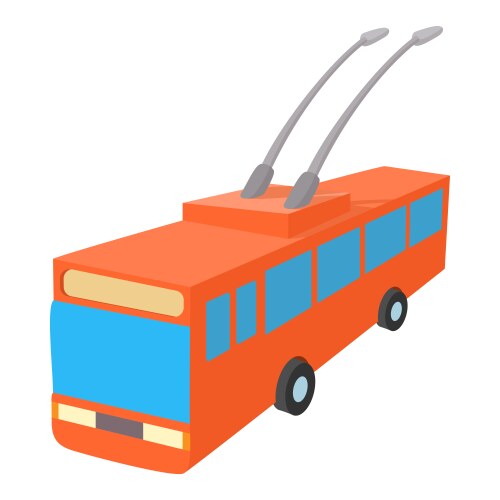 red trolleybus icon cartoon style vector image