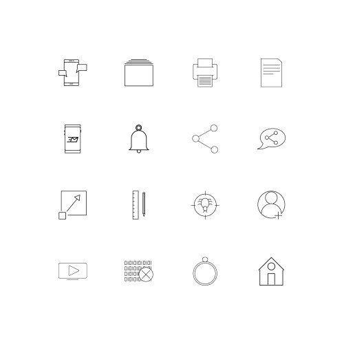Web and text simple linear icons set outlined vector image