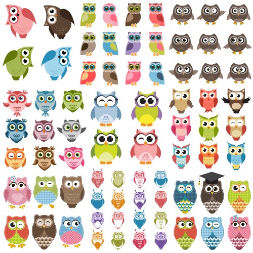Cute owls set Royalty Free Vector Image - VectorStock