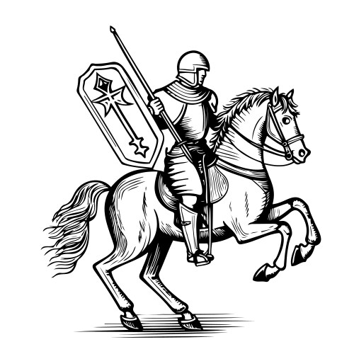 Knight hand drawn sketch in doodle style Vector Image