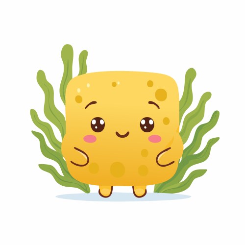 Happy square sea sponge cartoon character amidst Vector Image