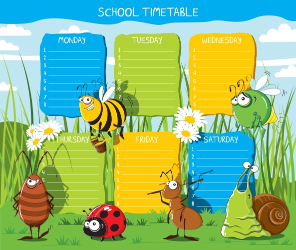 School timetable with marine themes table – Royalty-Free Vector ...