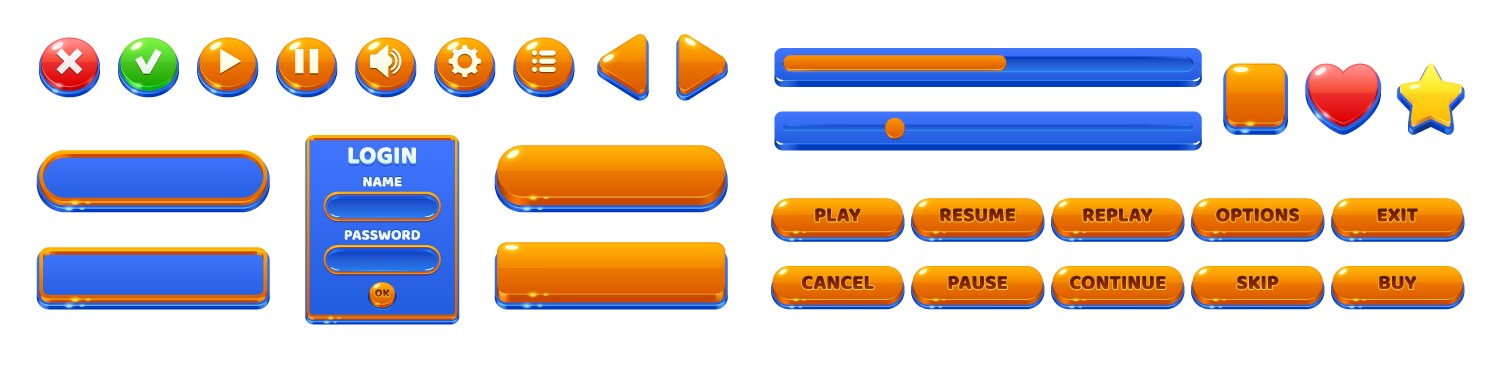 game menu interface ui buttons glossy elements vector