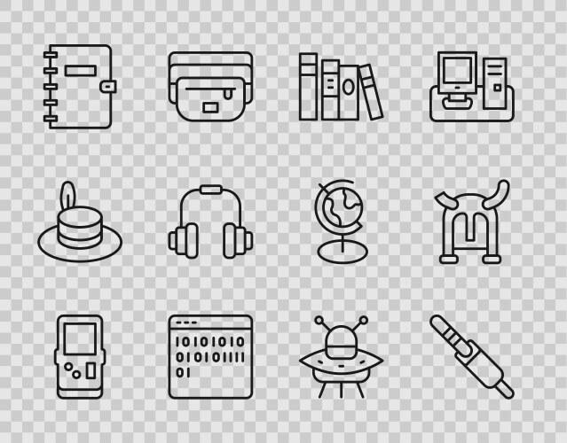 Set line tetris audio jack book binary code vector image