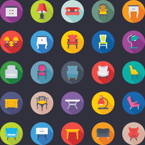 Furniture Flat Icon Set Vector Image