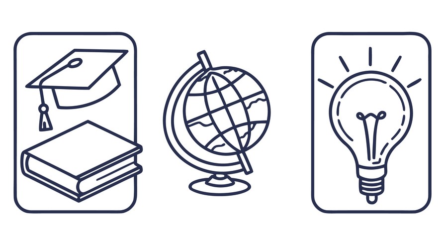 Global education and idea generation line art Vector Image