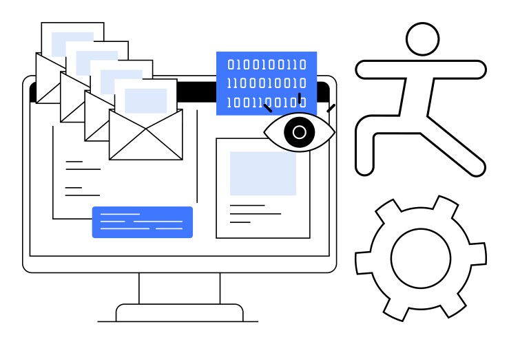 Digital monitoring and data automation with emails vector image