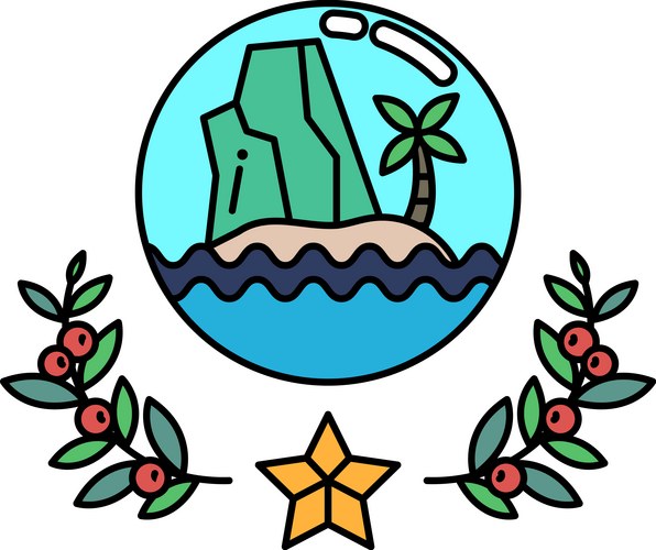 Black and White Beach Rock Drawing Vector Image