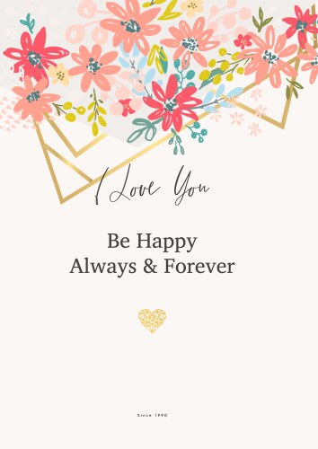 Floral Banner with Gold Geometric Elements Vector Image