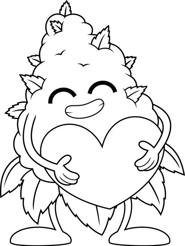 Outlined happy marijuana bud cartoon character Vector Image