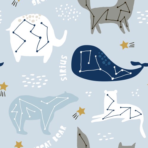 Seamless childish pattern with cute bear fox Vector Image