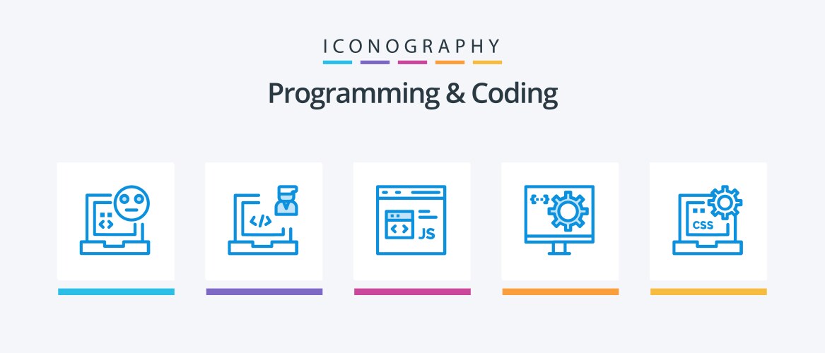 Programming and coding blue 5 icon pack including vektorbild