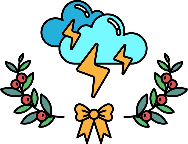 Dramatic Cloud Drawing with Lightning Vector Image