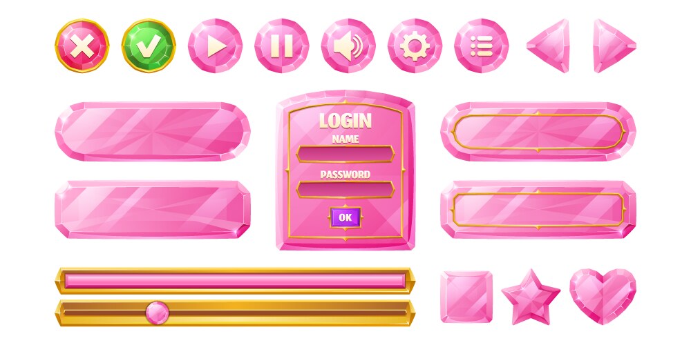 diamond buttons for ui game gui elements vector image