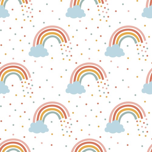 Cute boho rainbows seamless pattern hand drawn Vector Image