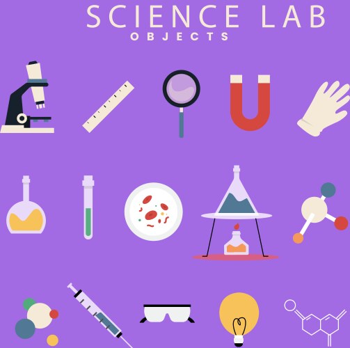 Science Describe Object Science lab objects pack Royalty Free Vector Image
