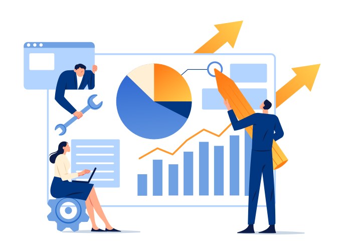 Tiny people reduce financial risk strategy Vector Image