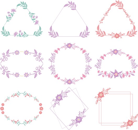 Floral Frame Set - Romantic Wreaths Vector Image
