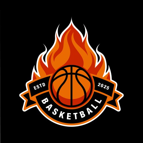 Fiery Basketball Emblem Vector Image