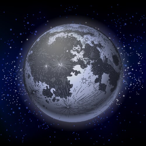 Bright full moon in the clear night sky Royalty Free Vector