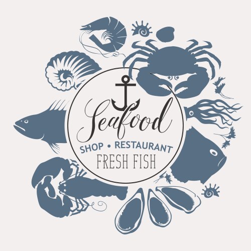 Seafood Banner - Ocean & Shells Vector Image