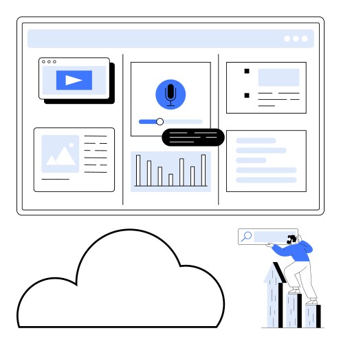 Digital dashboard with voice recognition and data vector image