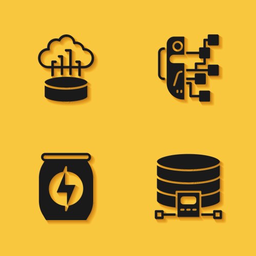 Set network cloud connection database vector image
