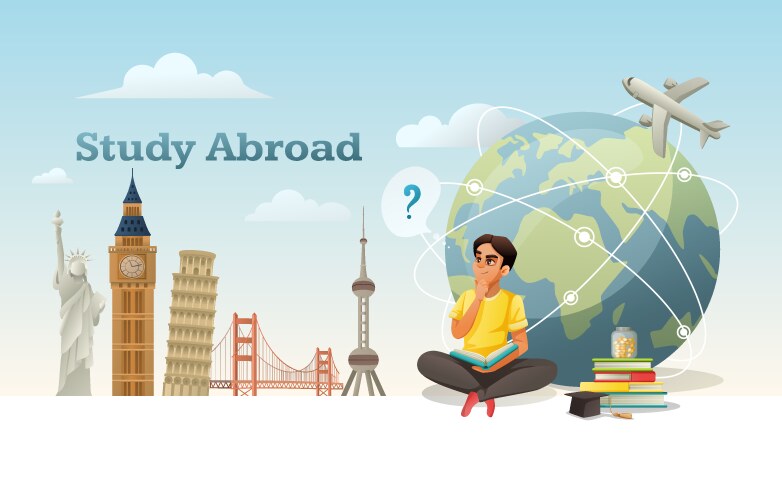 Study abroad student composition vector image