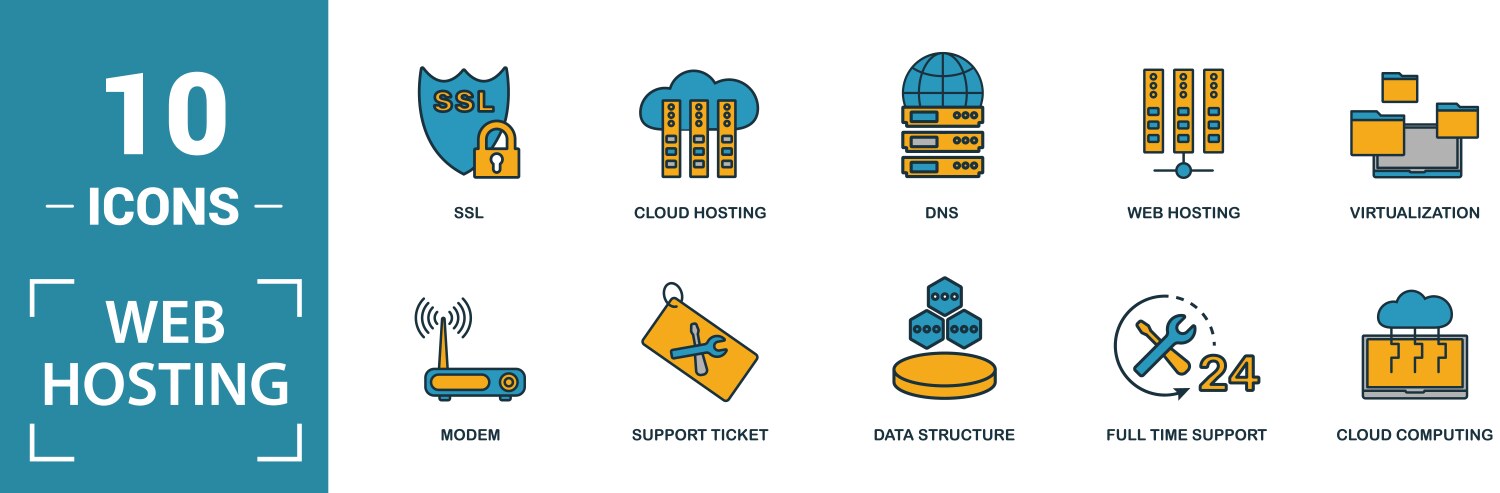 Web hosting icon set include creative elements vector image