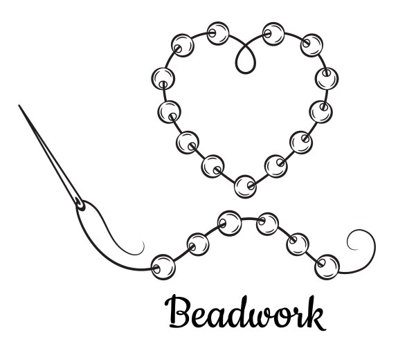 Beadwork embroidery beading sewing needle beads Vector Image