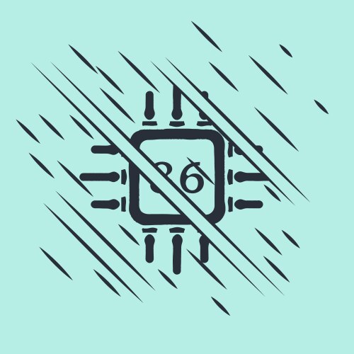 Black computer processor with microcircuits cpu vector image