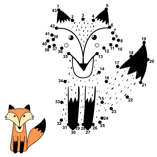 Connect the Dots Fox Game for Kids vector image