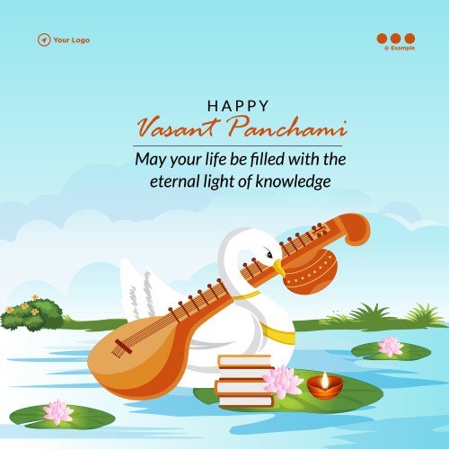 Vasant Panchami Banner - Happy Celebration Vector Image