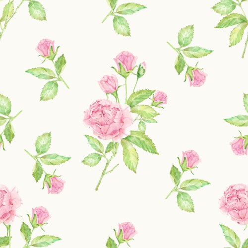 Watercolor Pink Rose Seamless Pattern Vector Image