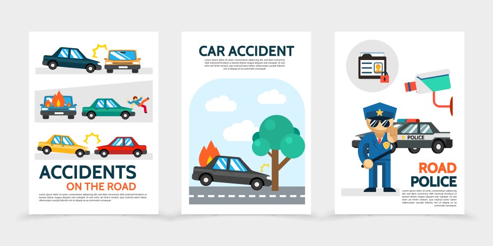 Flat auto accident vertical banners vector image