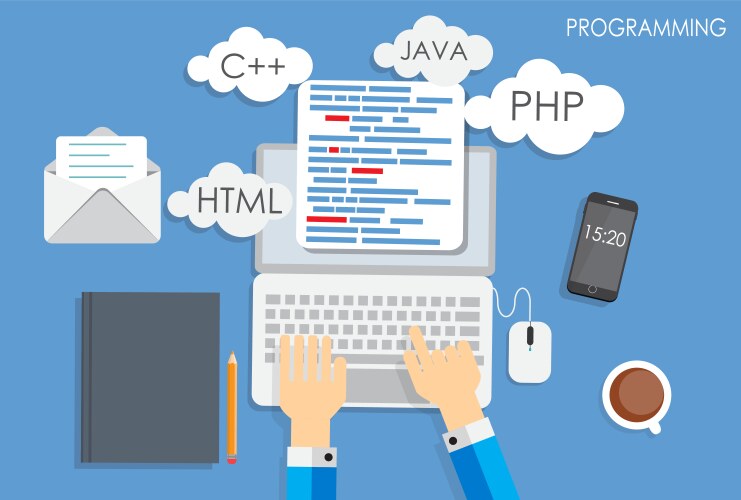 Programming coding flat concept vector image