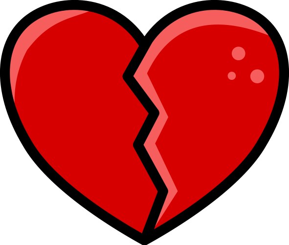Sad broken heart cartoon Royalty Free Vector Image