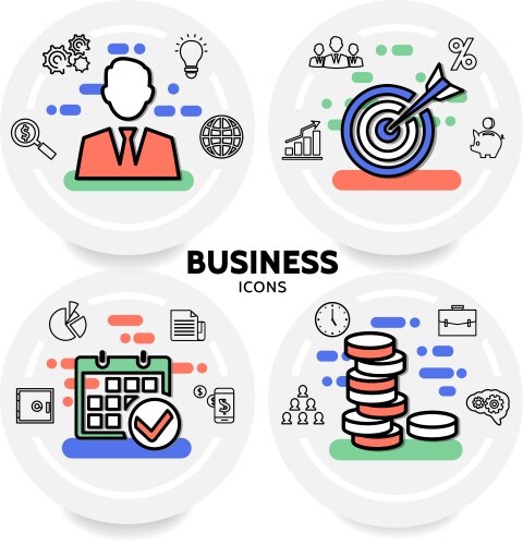 Business line icons concept vector image